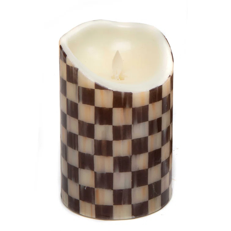 MacKenzie-Childs Courtly Check® Flicker 3 AA Pillar Candle