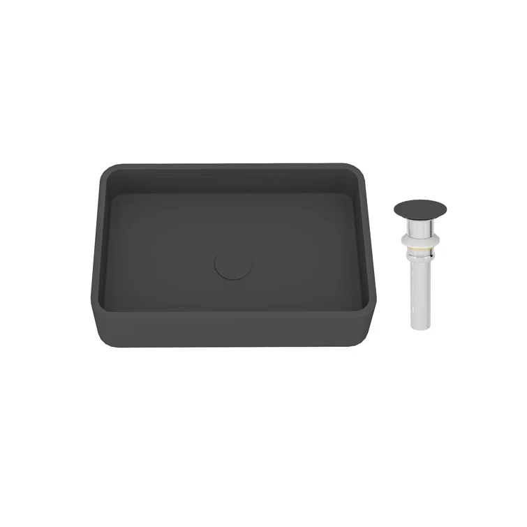 CASAINC Maple 12.79'' Concrete Rectangular Bathroom Sink