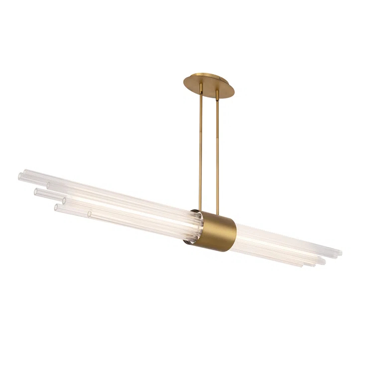 Luzerne Aged Brass LED Pendant with Reeded Glass Shade