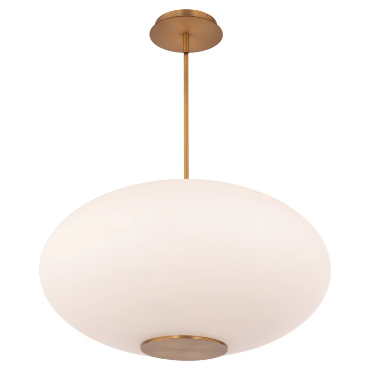 Illusion Dimmable LED Pendant With Oval Shaped Glass Shade, Adjustable Color Temperature