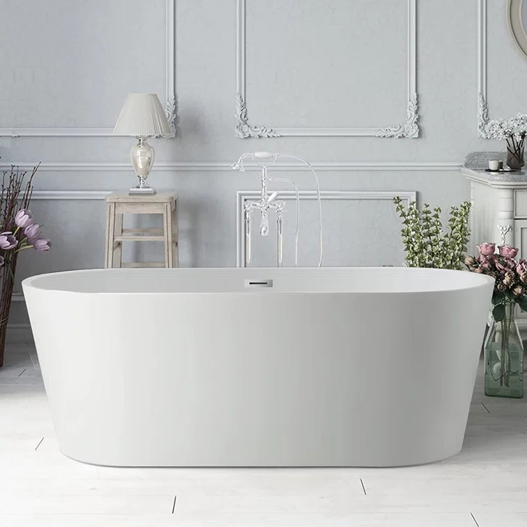 Iris 59" x 30" Freestanding Soaking Acrylic Bathtub