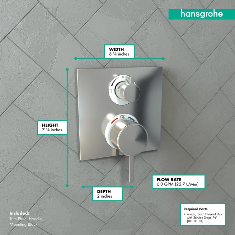 Ecostat Square Temperature Memory Thermostatic Valve Trim