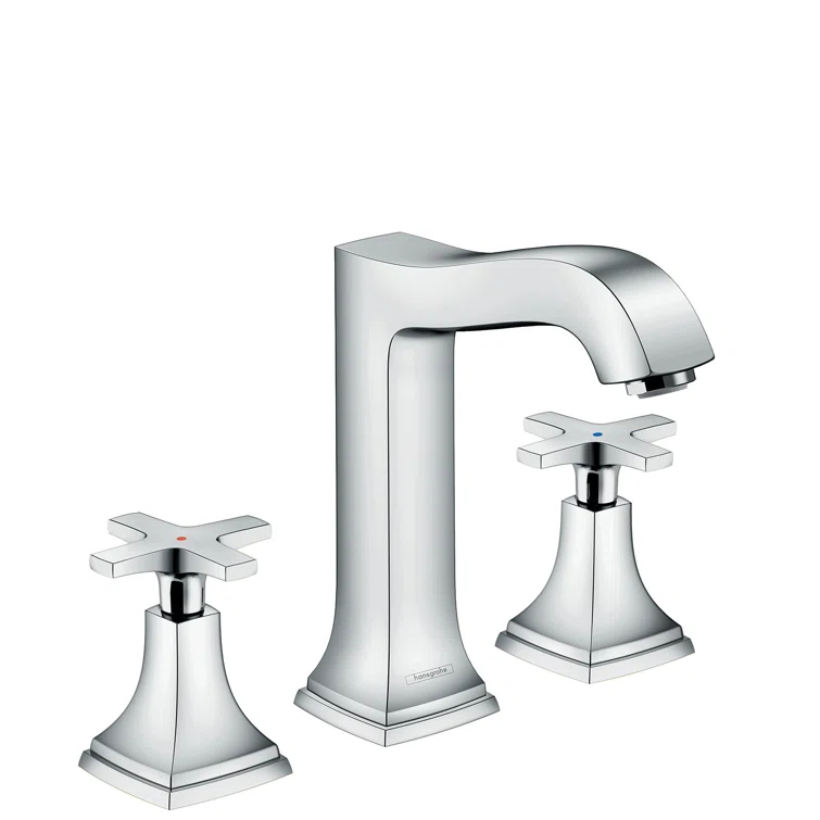 Hansgrohe Metropol Classic Widespread Faucet 160 with Cross Handles and Drain Assembly, 1.2 GPM