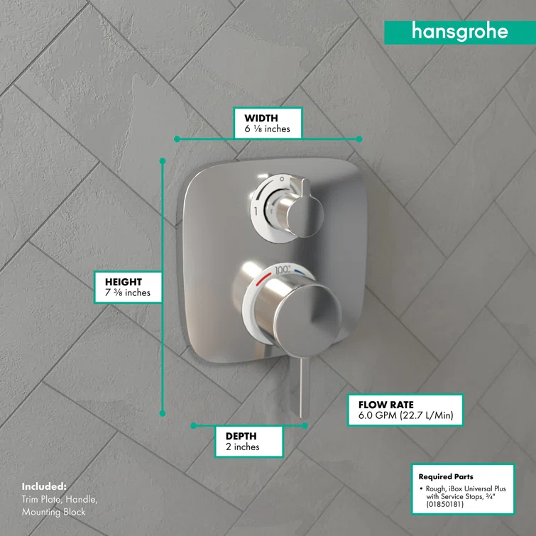Ecostat E Temperature Memory Thermostatic Valve Trim with Diverter