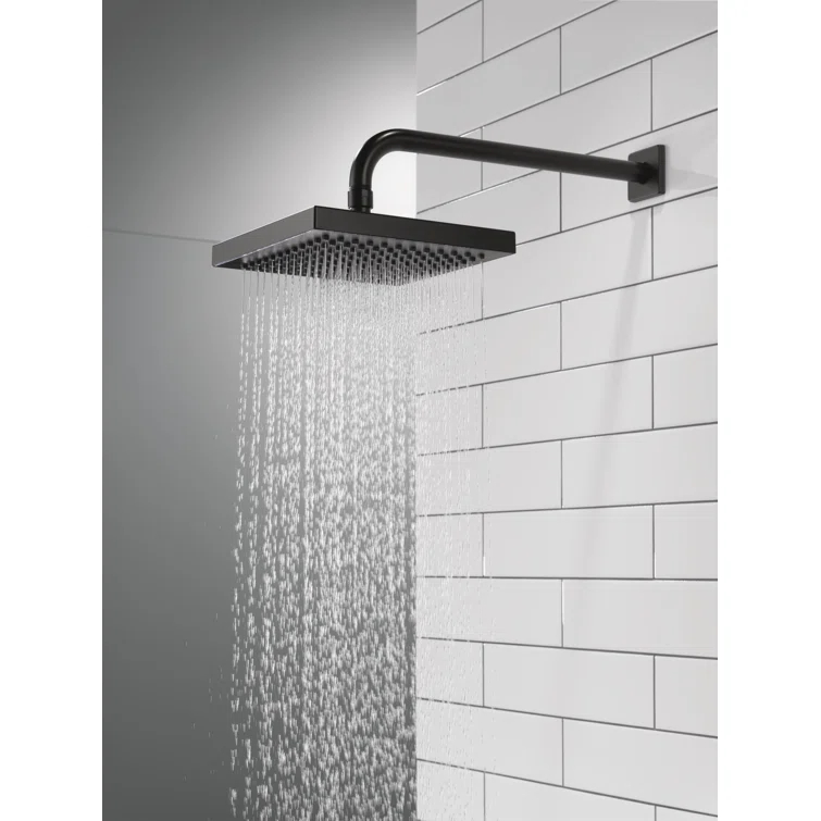 Universal Showering Components Square Single-Spray Rain Shower Head, Rainfall Shower Head 1.8 GPM