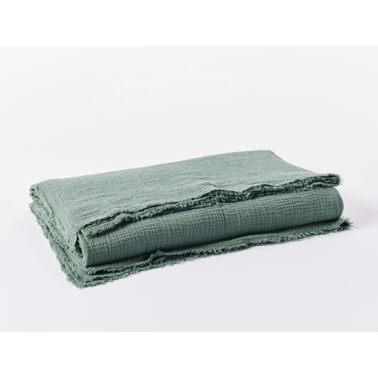 Coyuchi Topanga Matelasse Plain Weave / Muslin Throw Blanket