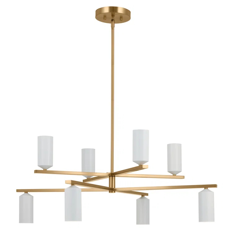 8 - Light Steel Dimmable Tiered Chandelier