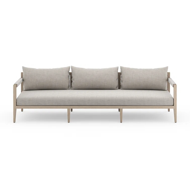 Sherwood 93" Gray Teak Outdoor 3-Seat Sofa