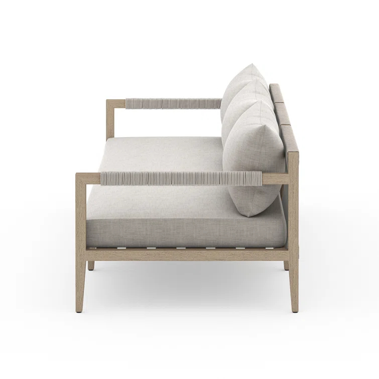 Sherwood 93" Gray Teak Outdoor 3-Seat Sofa