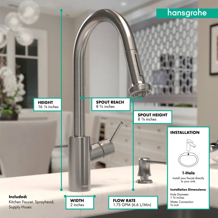 Talis S² Pull Down Single Handle Kitchen Faucet with Handle and Supply Lines