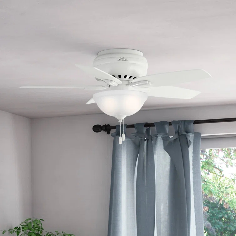 Newsome 42" 5 - Blade Traditional Flush Mount Indoor Ceiling Fan with Lights and Pull Chains