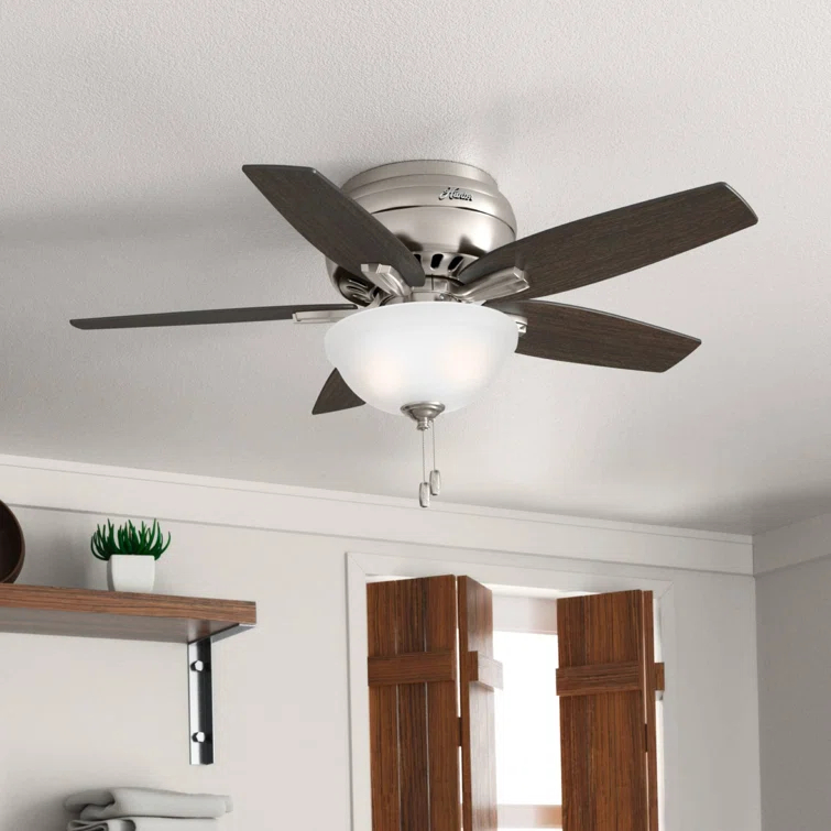 Newsome 42" 5 - Blade Traditional Flush Mount Indoor Ceiling Fan with Lights and Pull Chains