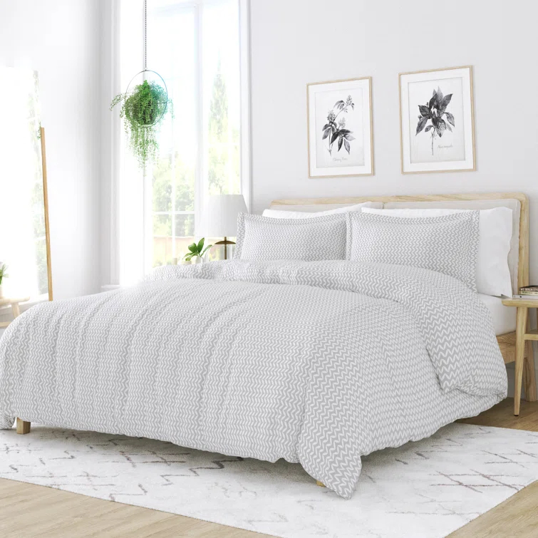 Simply Soft™ Puffed Chevron Pattern Duvet Cover Set