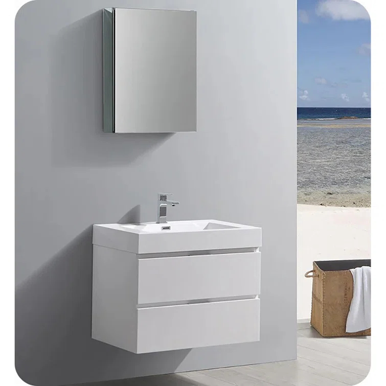 Valencia 24" Wall Mount Single Sink Bathroom Vanity with Top and Sink (Faucet Not Included)