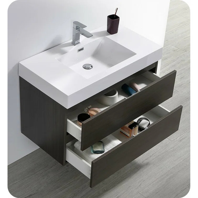 Valencia 36" Wall Mount Single Sink Bathroom Vanity with Top and Sink (Faucet Not Included)