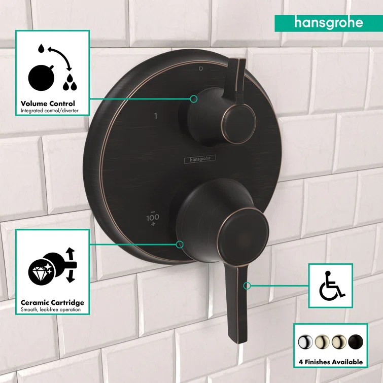 Metris C Thermostatic Shower Trim with Volume Control Valve Trim Only