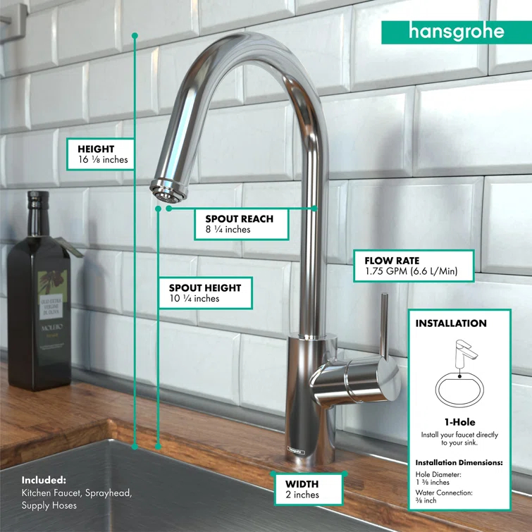 Talis S² Pull Down Single Handle Kitchen Faucet with Handle and Supply Lines