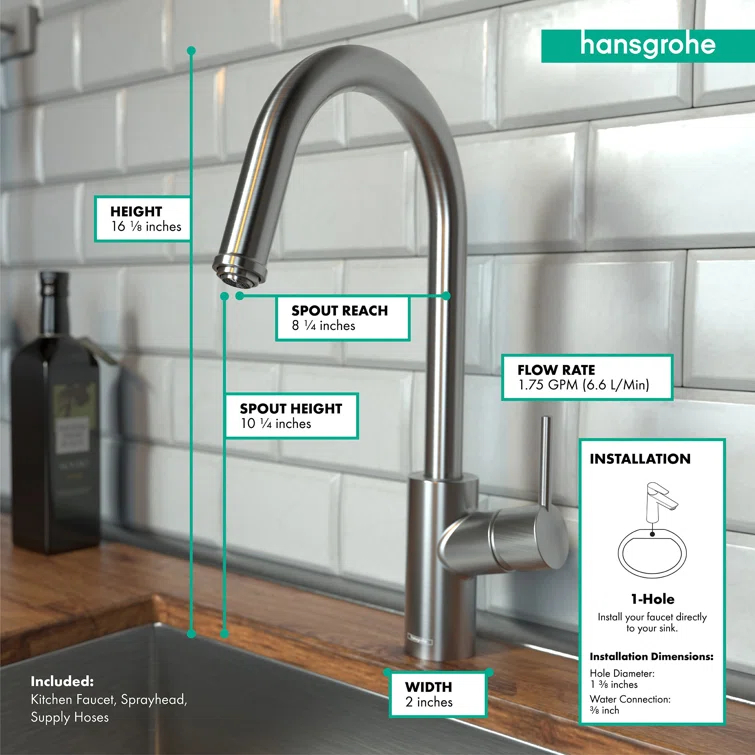 Talis S² Pull Down Single Handle Kitchen Faucet with Handle and Supply Lines
