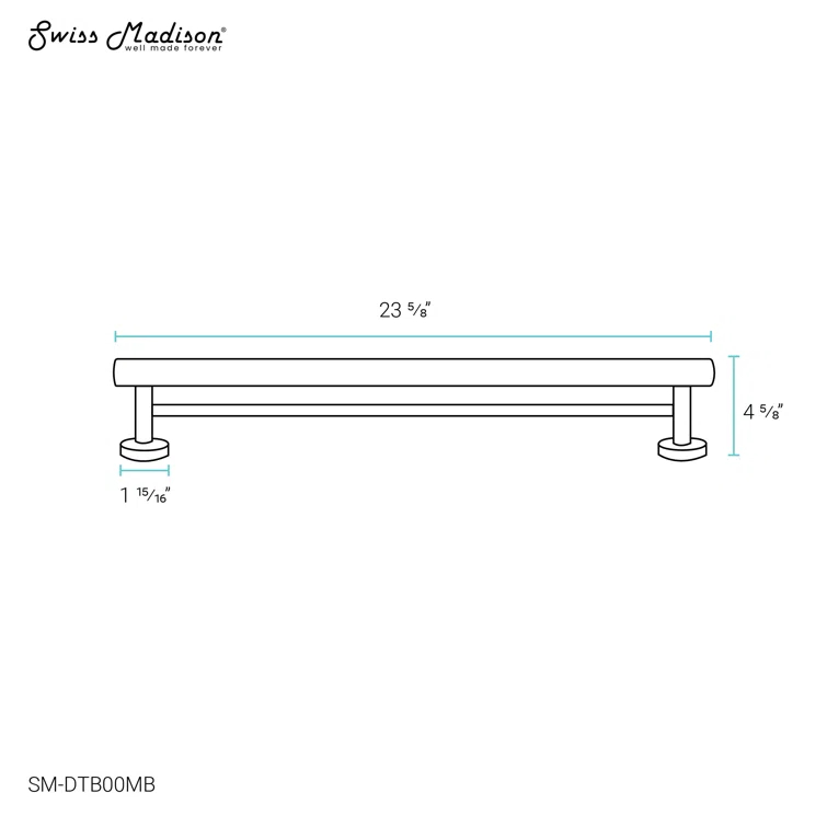Avallon 24" Double Towel Bar in Matte Black