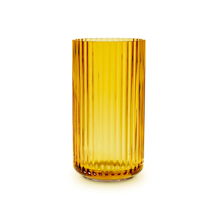 Amber Glass Ribbed 8.1" Table Vase