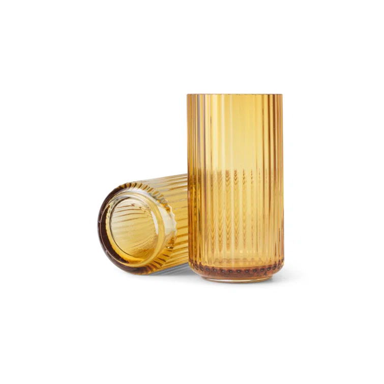 Amber Glass Ribbed 8.1" Table Vase