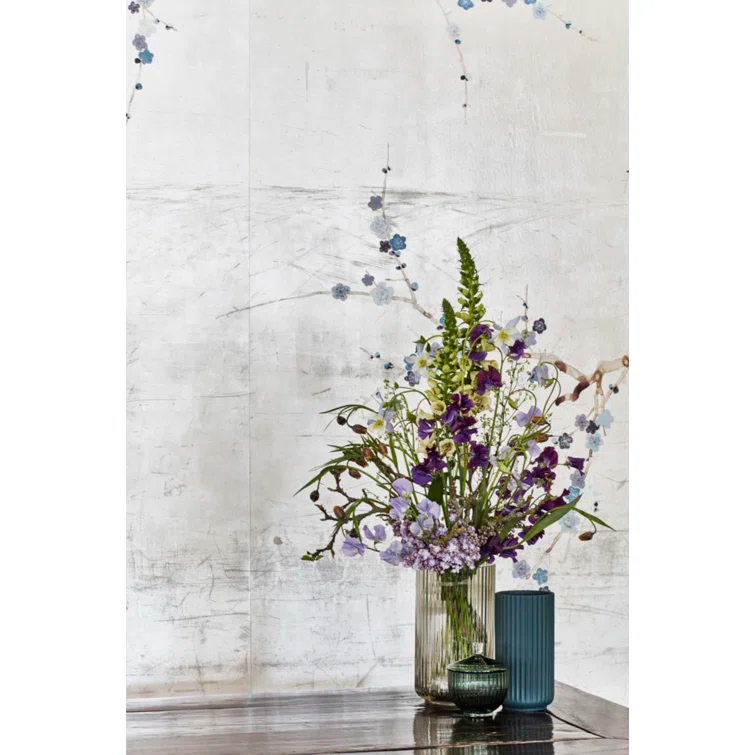 Smoke Gray Fluted Porcelain Table Vase, 8.1 inches