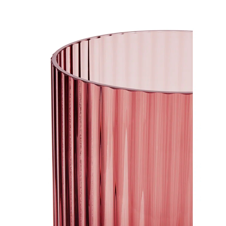 Burgundy Fluted Porcelain Table Vase, 9.8 inches