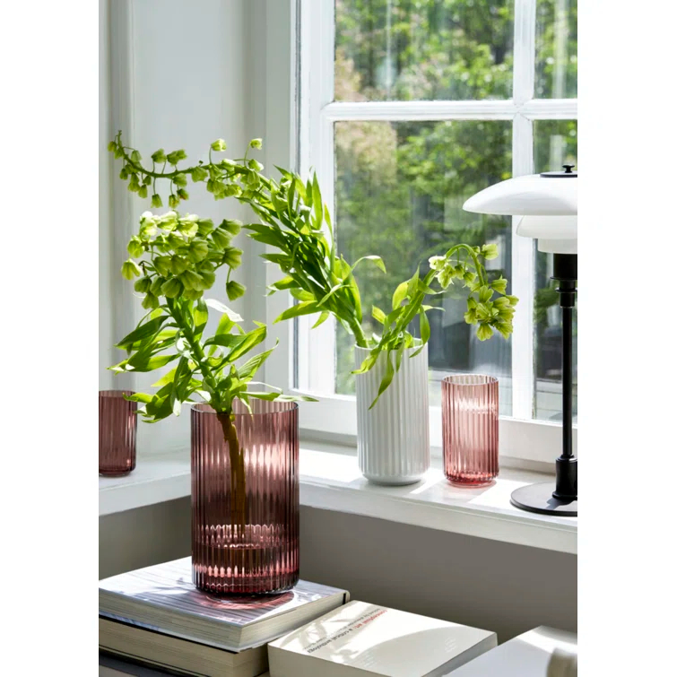 Burgundy Fluted Porcelain Table Vase, 9.8 inches