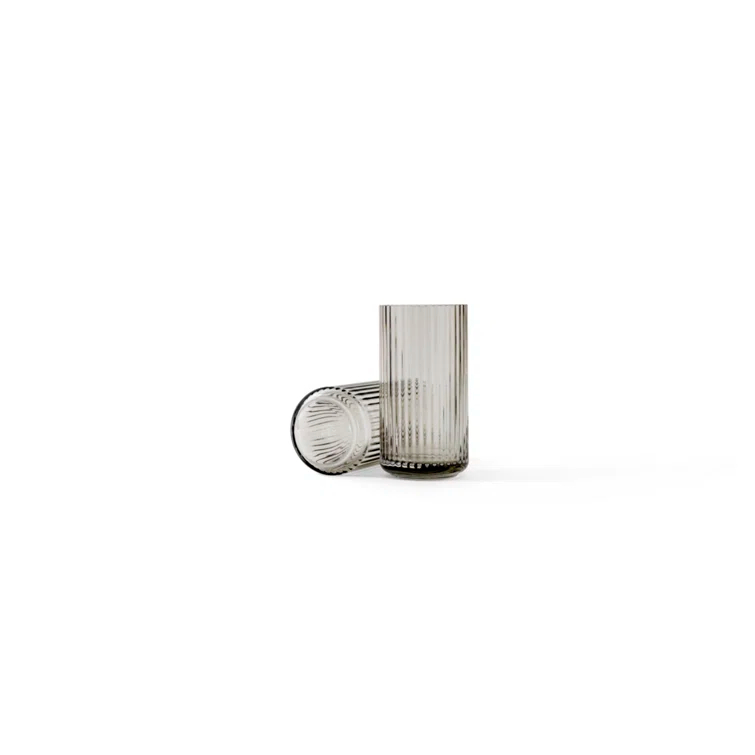Smoke Gray Fluted Porcelain Table Vase, 8.1 inches