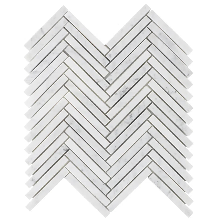 Marble Collection 0.5" X 4" Herringbone Natural Stone Mosaic Wall & Floor Tile