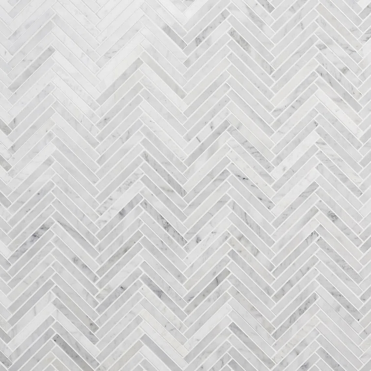 Marble Collection 0.5" X 4" Herringbone Natural Stone Mosaic Wall & Floor Tile