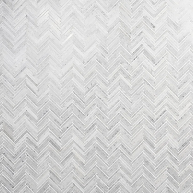 Marble Collection 0.5" X 4" Herringbone Natural Stone Mosaic Wall & Floor Tile