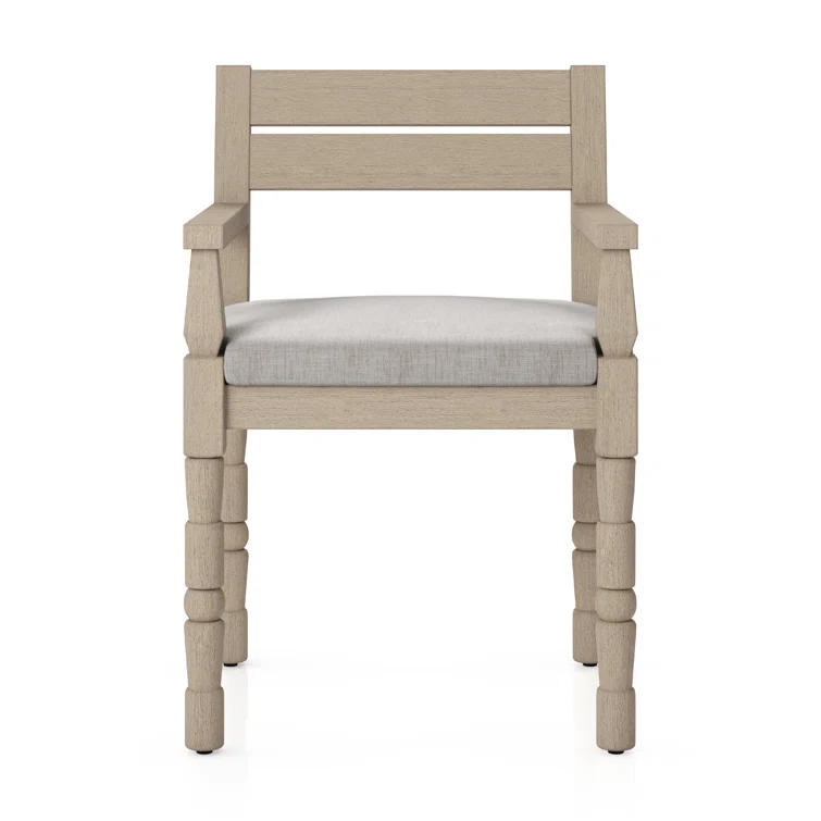 Stone Gray Teak Outdoor Dining Chair with Cushion
