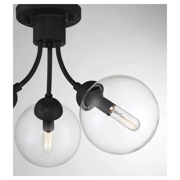 Moonrise 3 Light Metal Dimmable Globe Chandelier