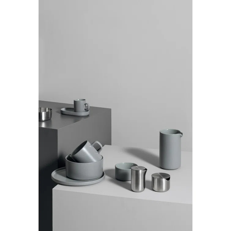 Mirage Gray Ceramic Espresso Cup Set with Matte Finish