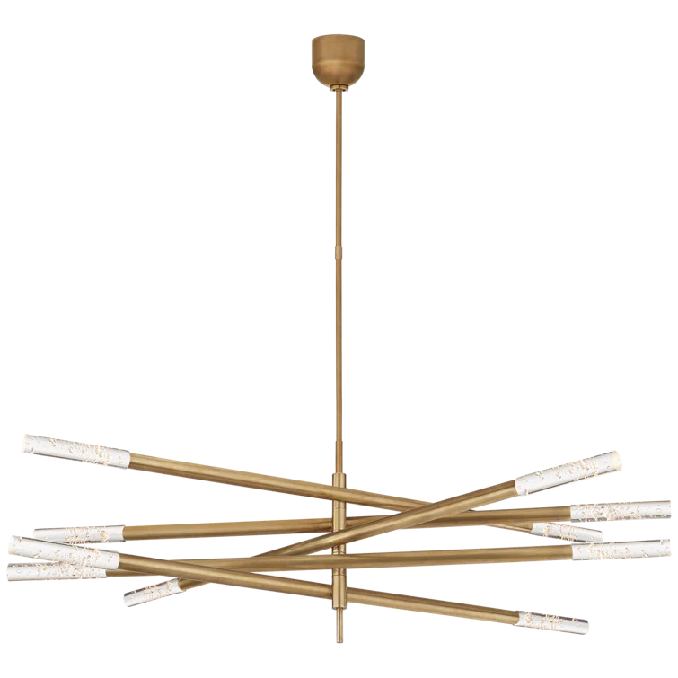 Antique Brass and Seeded Glass 10-Light LED Chandelier