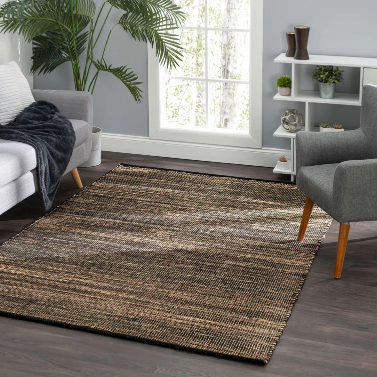 Seed Black/Natural Handwoven Jute Rug