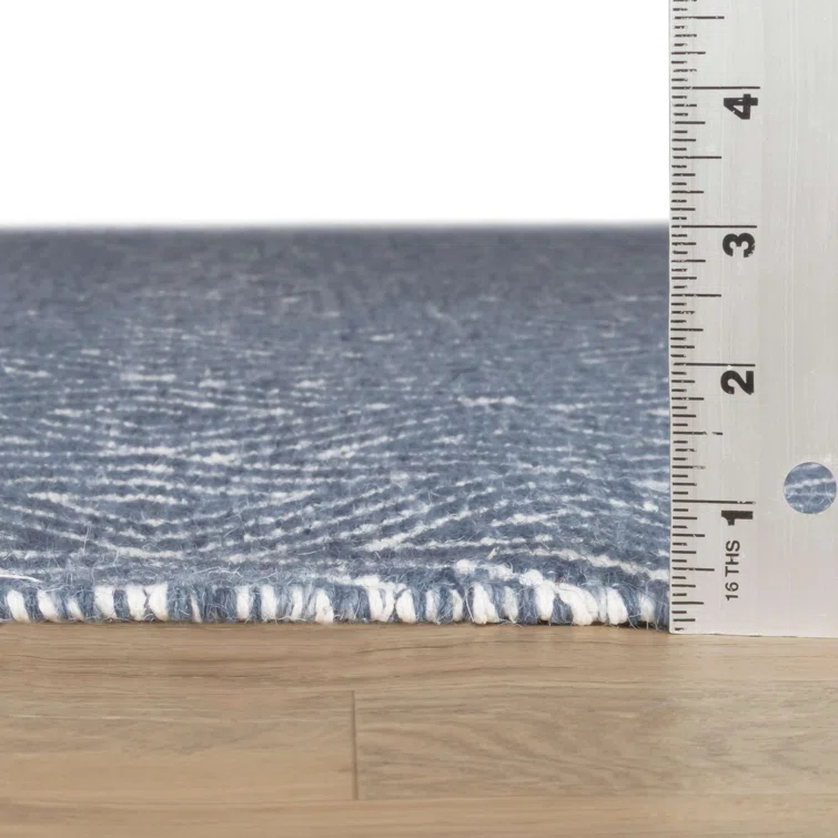 Geo Diamond Blue/Ivory Handwoven Wool Rug
