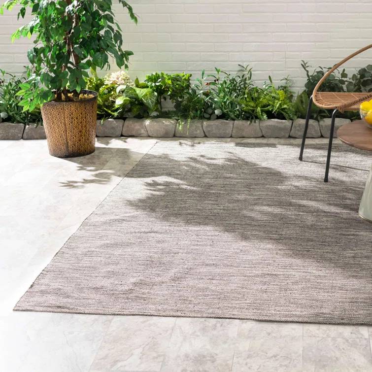 Solid Grey Handwoven Handwoven Indoor/Outdoor Rug