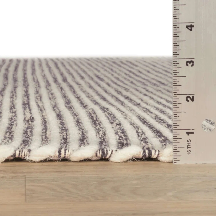 Mixed Stripe Black/Ivory Handwoven Rug