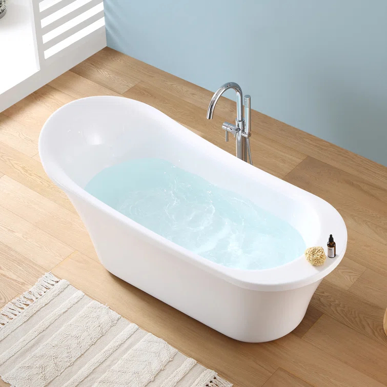 Ruby 65'' x 29.13'' Freestanding Soaking Acrylic Bathtub