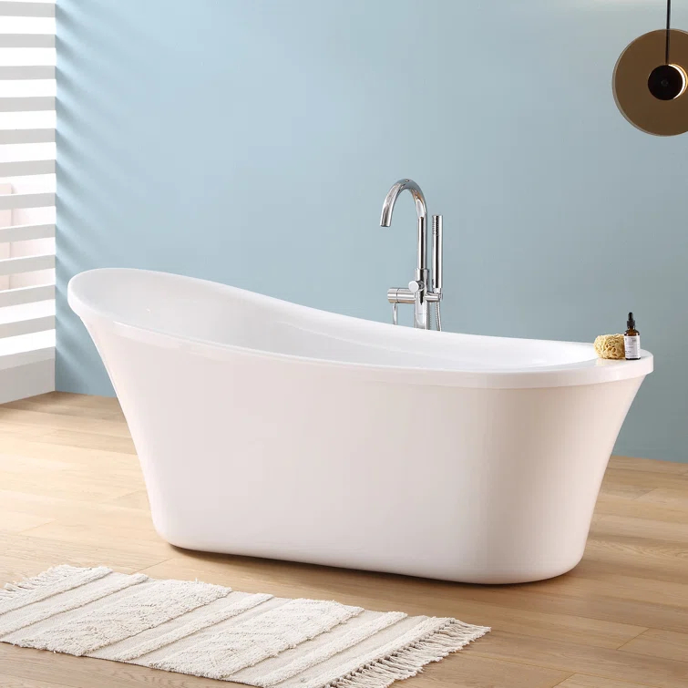 Ruby 65'' x 29.13'' Freestanding Soaking Acrylic Bathtub