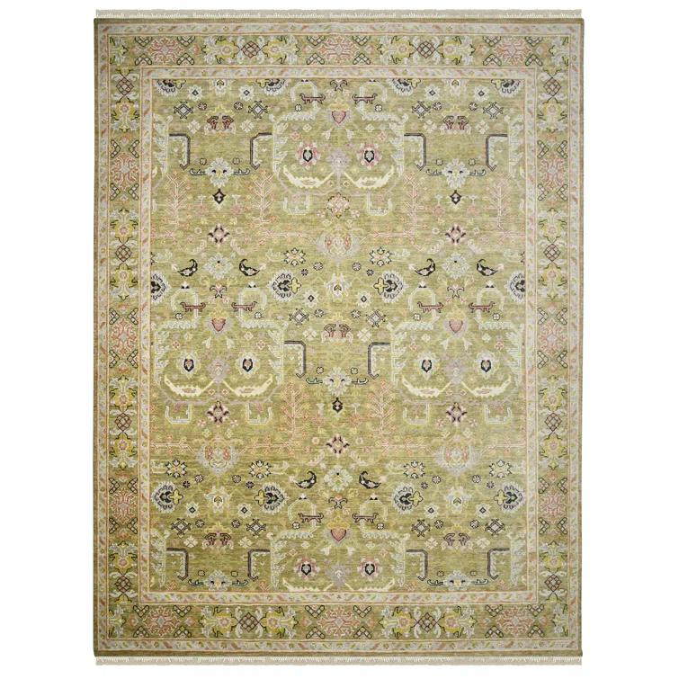 Gold Hand-Knotted Wool Persian-Inspired 10'x14' Area Rug