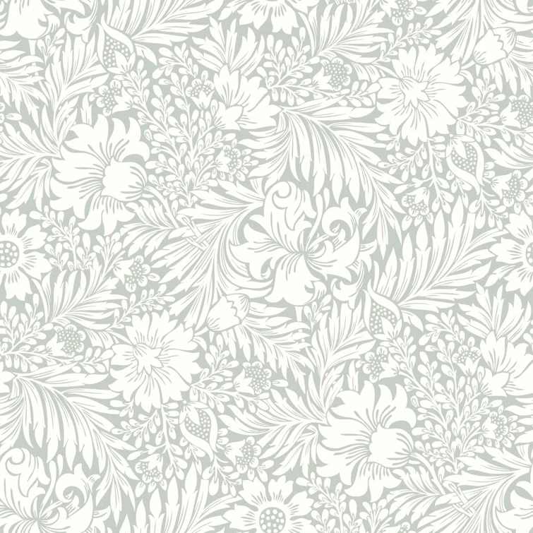 Modern Acanthus Peel + Stick Wallpaper by Erin & Ben Co. - Gray