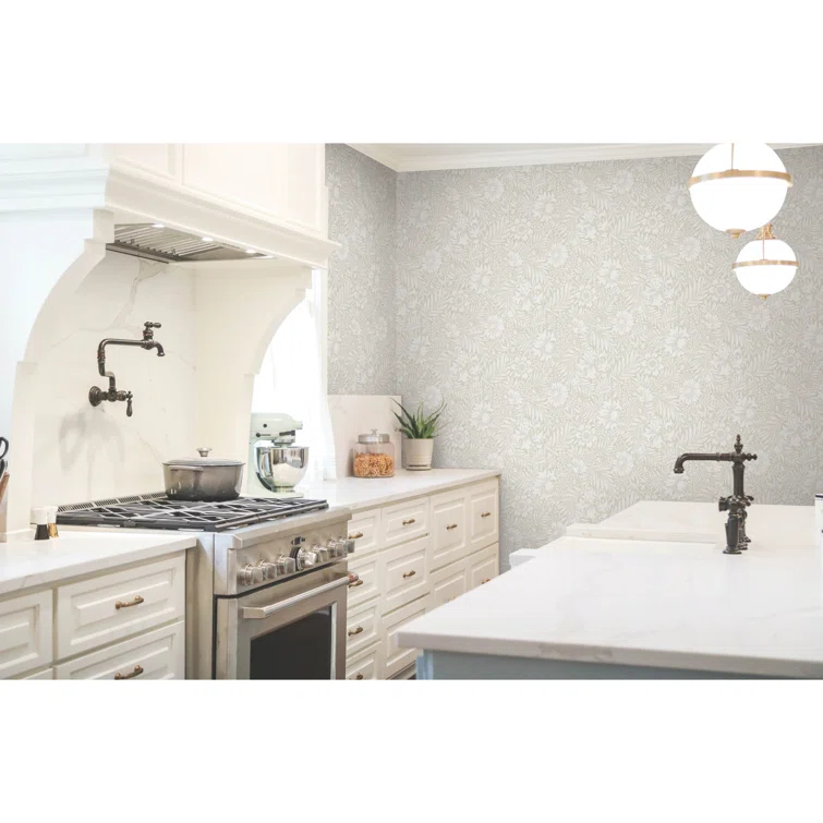 Modern Acanthus Peel + Stick Wallpaper by Erin & Ben Co. - Wicker
