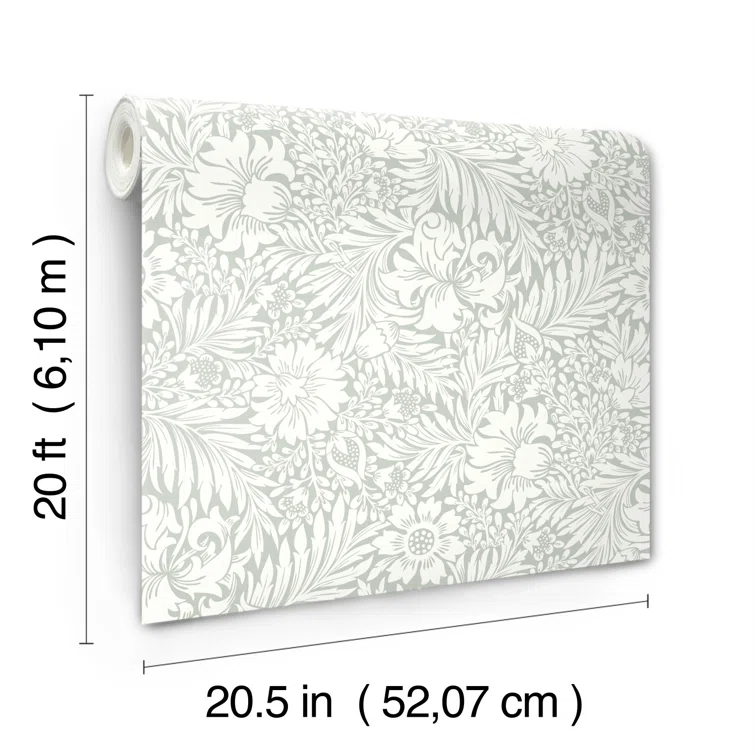 Modern Acanthus Peel + Stick Wallpaper by Erin & Ben Co. - Gray