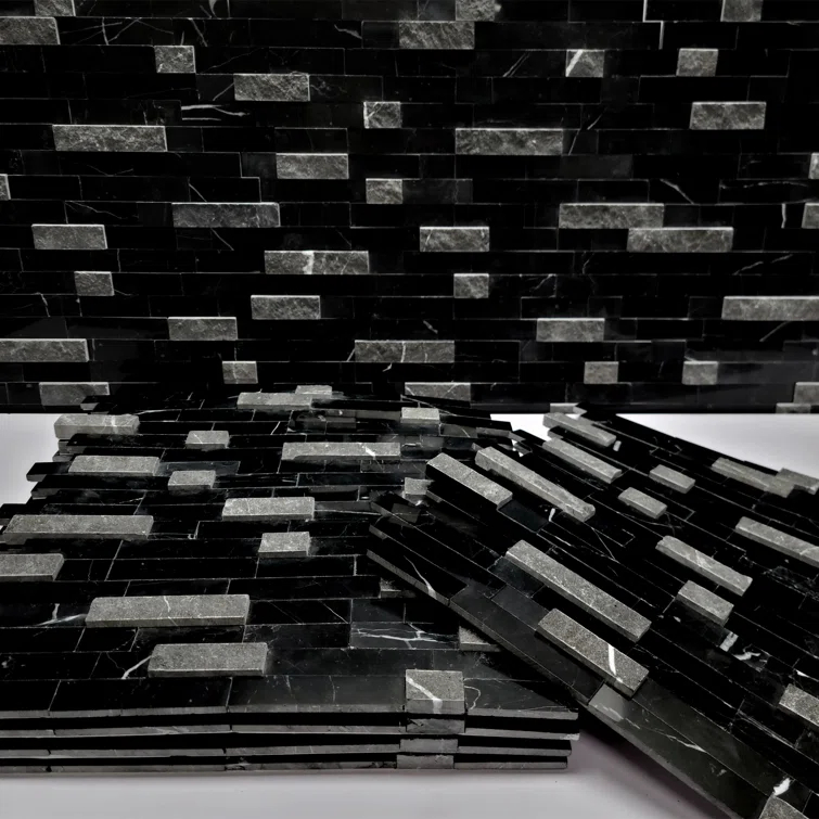 3D 11" x 12" Natural Stone Peel & Stick Mosaic Tile