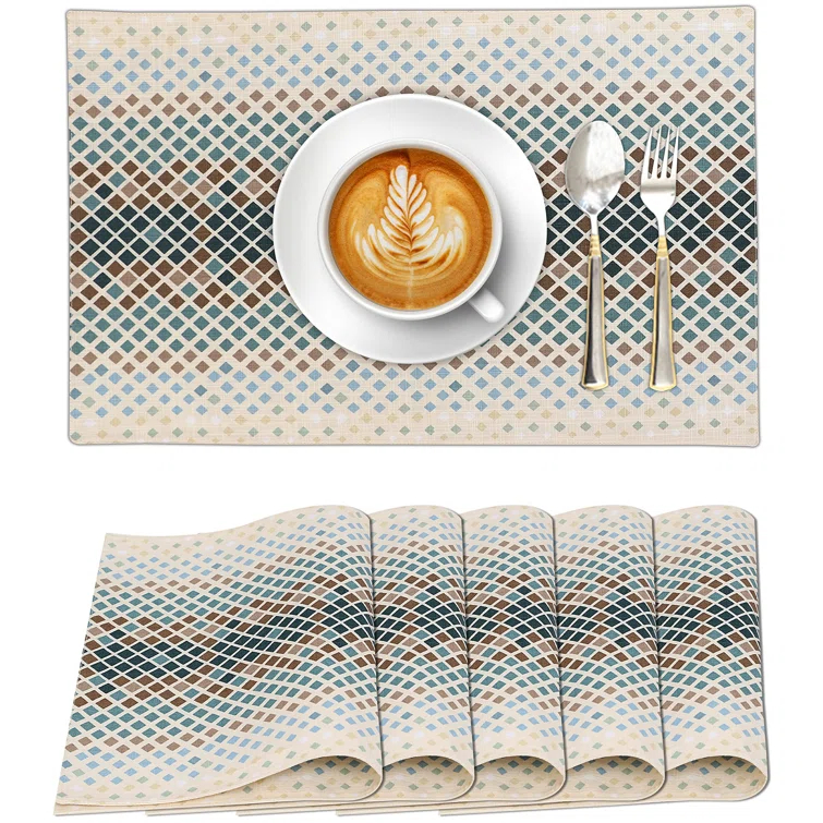 Ruvanti Dining Table Rectangle Placemats 100% Cotton Multi Pattern 13x19 Inches (Set of 6)