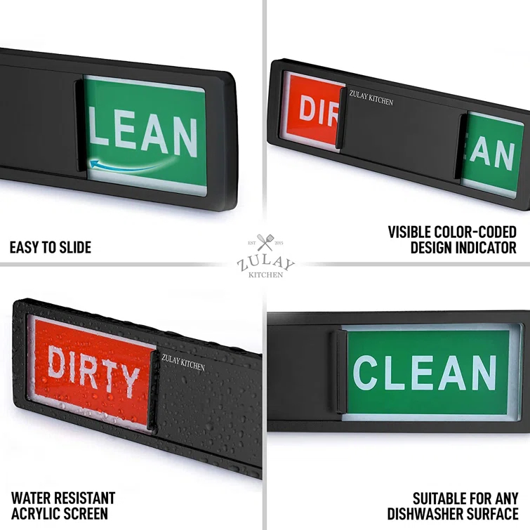 Zulay Kitchen Acrylic Dishwasher Clean Dirty Magnet Sign