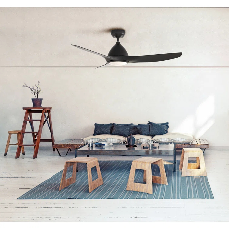 ONE Smart Modern All Season 52" Ceiling Fan with LED Light, Remote, Reversible and Compatible with Alexa/Google 6 Speeds and Light Kit included
